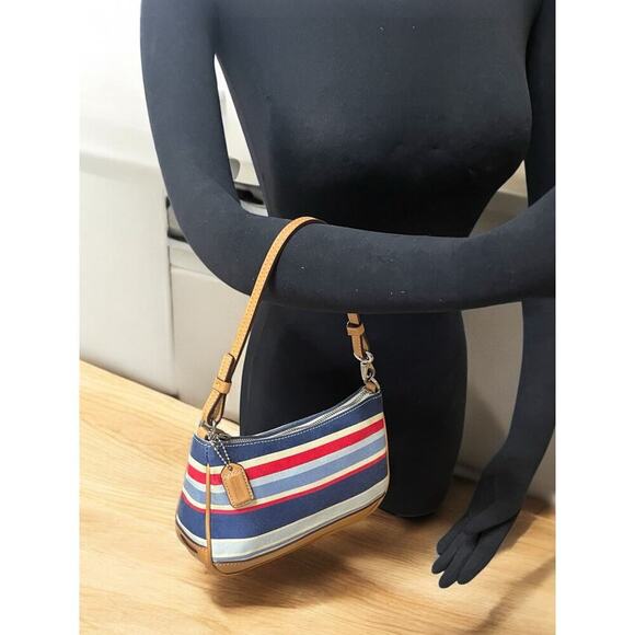 Vintage Coach 7749 Hamptons Striped Canvas Demi Bag - Picture 6 of 11